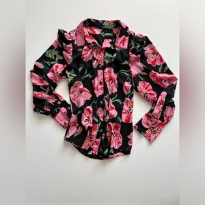 Madewell black floral blouse NWOT